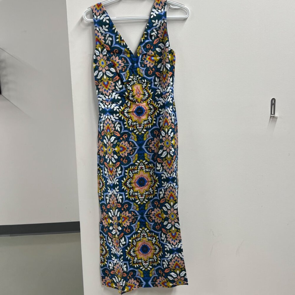 Boden Fiona Column Linen Midi Dress Size US 6R Floral